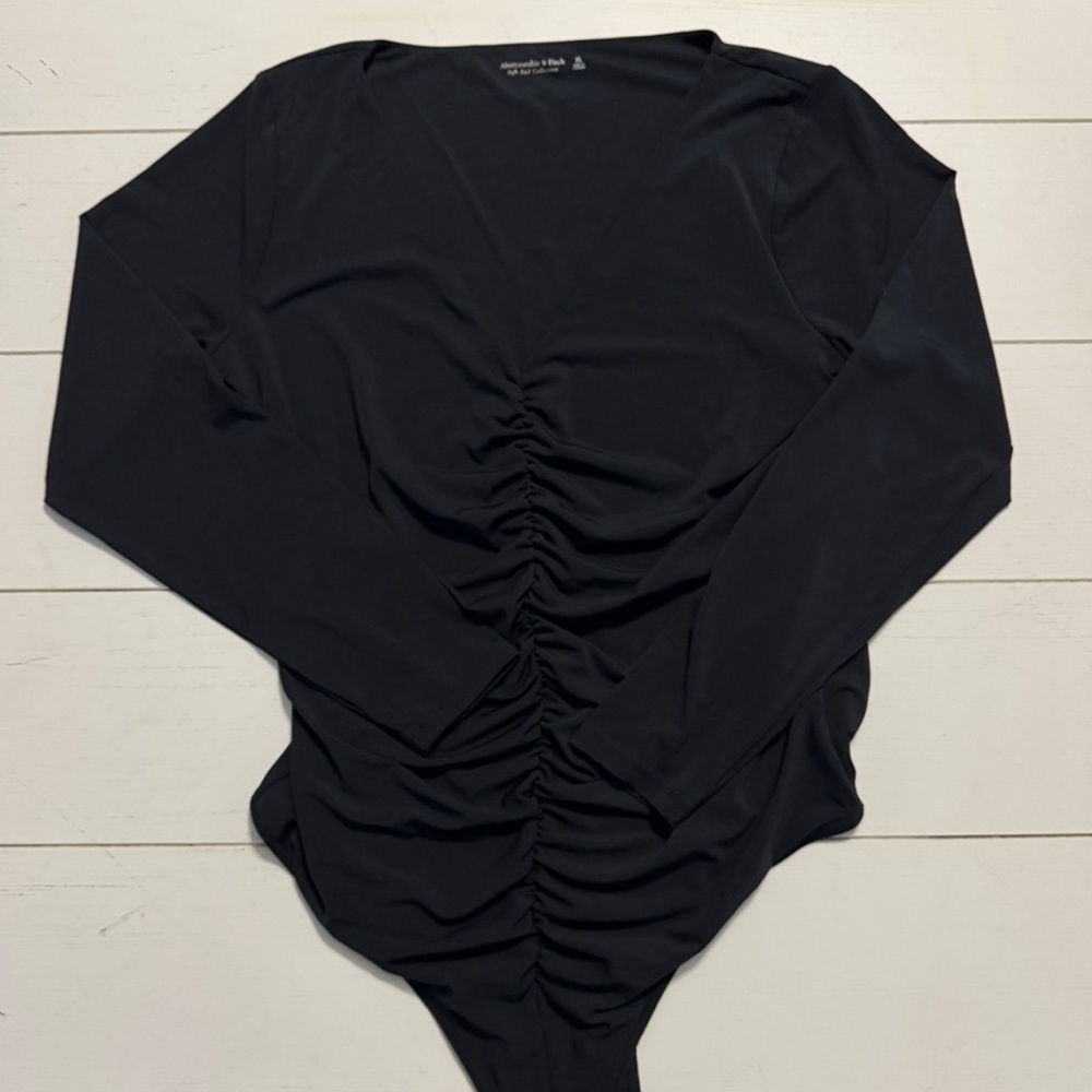 Abercrombie & Fitch Black Ruched Bodysuit